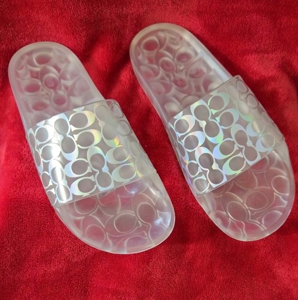 Coach Ugo Signature Clear/Iridescent Rubber Slides -Size 7 - Picture 1 of 7